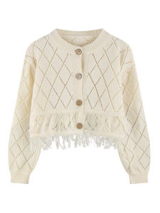 Cardigan Rajut Crop Wanita Korean Style Lengan Panjang Premium Polos Casual Top
