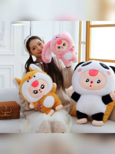 gấᴜ Bông Baby Three 1000% Bé Ba Con Cáo Thỏ phiên bản gấᴜ bông mắt đẹp Lông thỏ hàng QC bao mềm K7T2