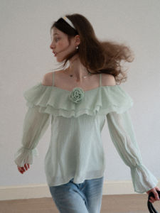 Áo Blouse Ôm Body Mùa Hè Không Tay Voan Xếp Ly Dáng Trễ Vai