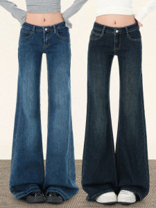 Low Waist Bell Bottom Womens Jeans Elastic Slimming American Retro Style Zipper Closure Casual Fall Fashion Ladies Pants