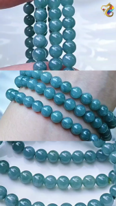 Premium Grade Blue Water Jadeite A-Grade Bracelet