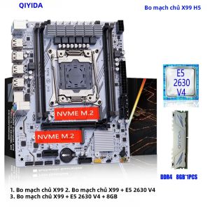 Bộ Kit Mainboard QIYIDA X99 LGA2011-3 CPU Xeon E5 2630 V4 RAM DDR4 8GB PCI 16x NVME M.2 SATA Dành Cho Máy Tính Để Bàn Chơi Game Và Làm Việc
