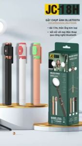 Gậy chụp ảnh JC-18H chụp bằng remote Bluetooth giữ điện thoại xoay 360 độ 3 chân tripod cực chắc chắc kéo dài tới 17m