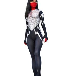 Marvel | Women Cindy Moon Silk Cosplay Costume Adults Superhero Zentai Halloween Bodysuit Party Jumpsuit