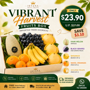 VIBRANT HARVEST FRUITS BOX IMPORTED INTERNATIONALLY - PACK OF 5 VARIETIES - ISTANA ROYAL FRUITS