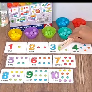Wooden Clip Beads Toy Rainbow Color Montessori Toys Toddler Maths Counting Family Games Training Early Learning Educational Toys Kids Children Gift