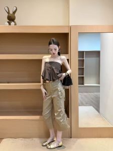 Retro Chic Crop Top & High Waisted Loose Pants Set