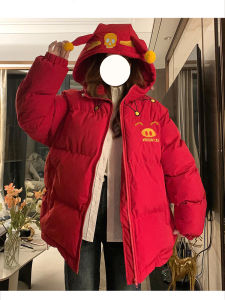 แจ็คเก็ตผ้าฝ้ายหนาสำหรับผู้หญิงในฤดูหนาว แจ็คเก็ตผ้าขนสัตว์อบอุ่น สไตล์สตรีทแวร์แฟชั่น ปกมีฮู้ด ซิป ทรงหลวม แขนยาว