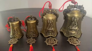Chuông treo cửa đồng phong thủy tượng Quan Âm trang trí nhà cửa chiêu lộc bình an gia chủ