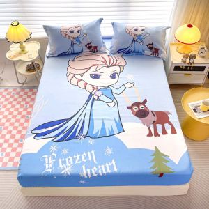Dansunreve Elsa Fitted Sheet Disney/Marvel Series Snow White Bedsheet Single/Queen/King Cartoon Mattress Protector