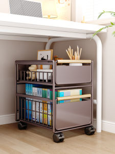 Mobile under Desk Storage Rack Bookbag Organizer Wheel Included Living Room Book Storage Solution Small Cart Carbon Steel Material