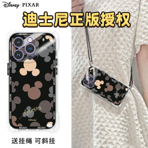 Authentic Crossbody Phone Case with Lanyard for 16Promax 15Pro Magnetic Absorption Corner Hole Design Silicone Protective Cover