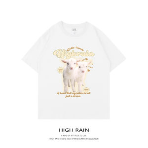 เสื้อยืดคอกลมแขนสั้นทรงหลวมสำหรับผู้ชายและผู้หญิง ลายการ์ตูน ทรงหลวม สไตล์ฤดูร้อน 100% คอตตอน คอกลม แขนสั้น เสื้อยืดคอกลม