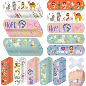 10/30pcs Jesus Adhesive PE Bandages Cute Printed Cartoon Style Flexible Waterproof Breathable Bandages Strip Protect Cuts Scrap