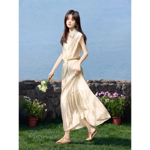 Mehemayi Summer New Arrival Womens Shirt Skirt Set Elegant Texture Tie Belt Drifting Style Two-Piece Suit for Vacation