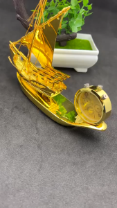 Tượng Thuyền Thuận Buồm Xuôi Gió Mạ Vàng–Quà Tặng Doanh Nhân Cao Cấp–Trang Trí Taplo Ô Tô Bàn Làm Việc