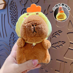 Cartoon Plush Capybara with Runny Nose and Bubble Blowing Toy Keychain