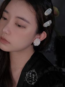 Spring Summer Fairy Atmosphere Exaggerated Floral Silk Satin Earrings Sweet Style  out Fashion Jewelry for Women