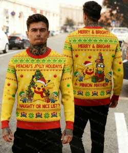 2026 Pokemon Ugly Sweatshirt Pikachu Christmas Fashion Round Neck Sweatshirt Xmas Sweatshirt Christmas Gift for Men Women Kids