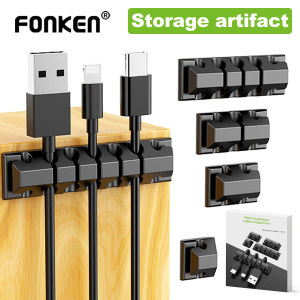 FONKEN 5Pack Cable Management Cable Holder Clip Cord Organizer Self Adhesive Cable Clip for Desktop Charge Cable Office Home