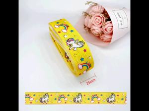 5 Mét In Hình Hoạt Hình Grosgrain Ruy Băng 25 Mm Chiều Rộng Polyester Cho Đồ Trang Trí Gói Quà Giáng Sinh Trang Trí Sinh Nhật Kỳ Lân Vải