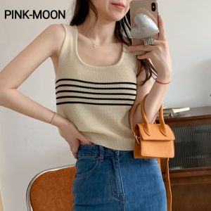 PM✿ Korean Stripe Camisole Women Summer Fit Short Style Knitted Tank Top