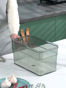 ReTouch Stackable Refrigerator Organizer Bin with Handle Pantry Food Storage Sorter Vegetables Fruit Container TY-7048