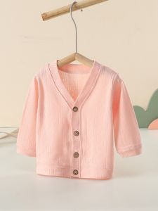 Class a Pure Cotton Baby Open Cardigan Spring Summer Autumn Thin Knitted Shirt for Boys And Girls Lightweight Casual Style