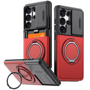 szhaiyu | Magnetic Wallet Holder Case for Samsung S26 S25 Plus S24 Ultra A57 A37 A27 A17 A07 A56 A36 A16 A55 Slide Camera Protection Cover