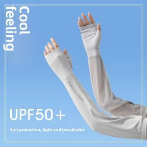 Summer UV Protection Womens Half-Finger Long Gloves Ice Thin Silk Cycling Sports Arm Protection Sleeve