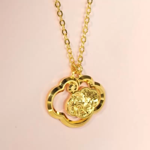 Chow Sang Sang 周生生 999 Pure Gold Essence Auspicious Cloud Necklace for Women 47cm 96250N Price-by-Weight 4.49g Gold