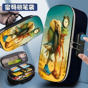 Foreign Mountain Sea Classic Pencil Case 2025 New Style for Boys And Girls Primary And Middle School Students with Password Lock