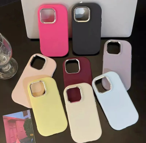 Luxury Plating Casing For iPhone 11/XR 17 Pro Max 13 14 15 12 16Pro Max iPhone 13 14 16 15 ProMax 7Plus 8Plus X XS Max iPhone 16 ProMax Phone Case Oval Solid Color Soft Silicone Shockproof Phone Case Macaron Color Plating Metal Lens Protective Back Cover