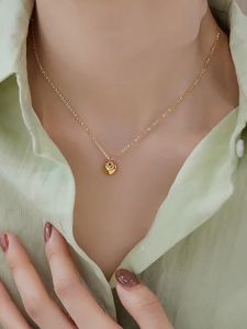 18k Saudi Gold Pawnable Legit LOVE Pendant Necklace for Women Hypoallergenic Necklace Women Fashion Pendants Lucky Charms High-fashion Charm Tassel Pendant Light Luxury Gift for Women Jewelry