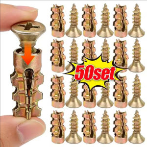 50Pcs Wall Anchors With Screw Metal Self Tapping Screw Drywall Drilling Plug For Plasterboard Concrete Fastener Bolt