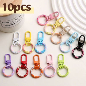 10Pcs Simple Colorful Keyring DIY Metal Ring Hook Keychain Candy Doughnut Cute Key Ring Accessories
