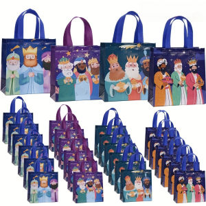 4/8/12Pcs Spain Three Kings Childrens Day Snowy Gift Wrapping Bags for Sweets Luxury Bags Festive Treat Candy Party Favor Tote