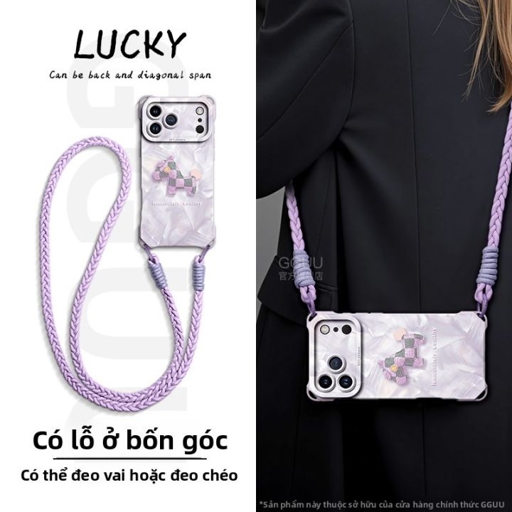 Ốp lưng silicon GGUU cho iPhone 16/17/15/14 có dây đeo tay và đeo chéo ...