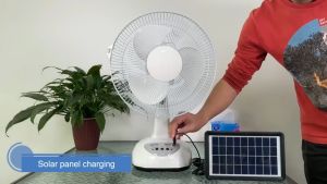 【2025 NEW】solar electric fan 18 Inch with panel pedestal fan 16 inch 12 Inch standard fan USB rechargeable portable solar wall fan with 2 free LED lighting 5-speed super strong wind