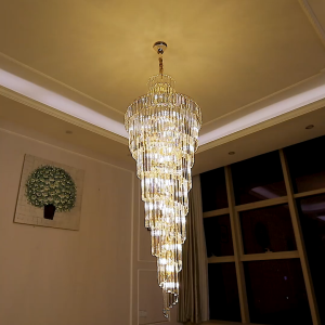 【Free gift】Tri-colors Crystal Glass Lighting Stair Chandelier Modern Deusign LED Indoor Light Kitcheirn Lamps Stair Lights for Ceiling