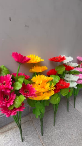 Hoa giả hoa cúc đồng tiền & hoa cúc cải cành 9-10 bông