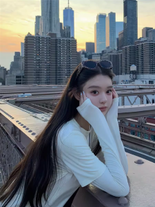 Good Morning Cool Long Sleeve Womens T-shirt Summer Fashion Slimming Versatile Embroidered Layering Top round Neck Cotton Blend