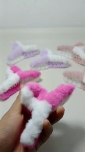 Jepit rambut gaya korea bulu lembut T isi 12pcs