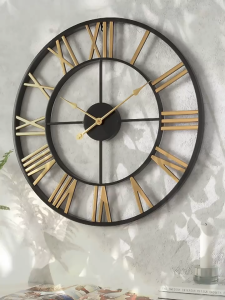 40/50cm Wall Watch Home Decoration Nordic Sitting Room Bedroom Creative Clock 3D Decorative Iron Wall Clock Roman Numerals Design