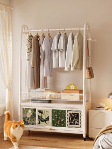 Meisda Vintage Free-Standing Wardrobe Coat Rack Bedroom Clothes Storage Shelf Mobile Clothes Hanger Simple Assembly Carbon Steel