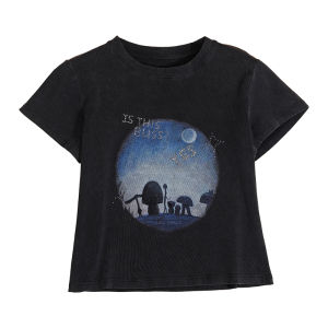 Design Stylish Unique Letter Print Diamond Embroidered T-Shirt