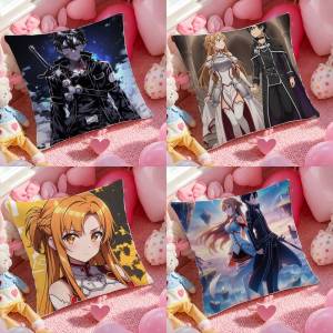 Bandai | Sword Art Online Phantom Bullet Arc Plush Pillow Cover Soft Short Plush Cushion Cover For Sofa Bedroom Home Decor Gift