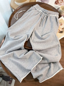 PAIBOLI | กางเกงขายาวทรงหลวมเอวสูงสไตล์เกาหลีสำหรับผู้หญิงในช่วงฤดูร้อนปี 2025 ดีไซน์สไตล์ฝรั่งเศส ผ้าขนหนู ถัก กางเกงขายาวทรงยาว