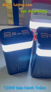 Sạc dự phòng 90000MAH sạc nhanh PD120W/20W trong suốt tích hợp 2dây sạc tích hợp đèn led chiếu sáng