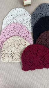 Handmade Crochet Hollow Head Japan Knit Cap Spring Summer Retro Casual Turban Fashion Melon Mesh Hat Pullover Hat Breathable